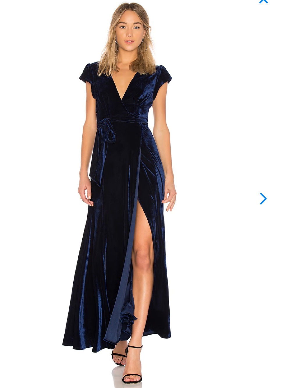 Tularosa Sid Wrap Maxi Dress with Thigh Slit Navy Blue Size Small
